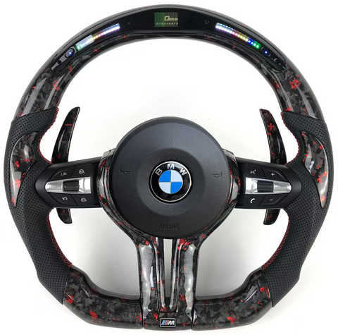 M Кермо Руль Червоний Карбон+ Led екран М3 стиль для BMW F series F10 F30 F11 F01 F02 F20 F21 F22 F23 F31 F32 F33 F36 X3 F25 F26 F15 F16 BM-6 фото