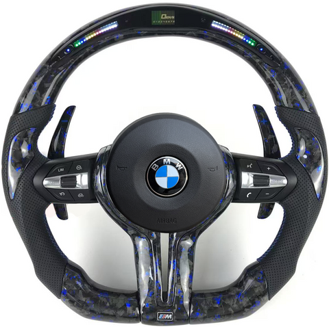 M Кермо Руль Синій Карбон + Led екран М3 стиль для BMW F series F10 F30 F11 F01 F02 F20 F21 F22 F23 F31 F32 F33 F36 X3 F25 F26 F15 F16 BM-7 фото