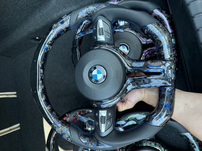 M Кермо Руль Синій Карбон + Led екран М3 стиль для BMW F series F10 F30 F11 F01 F02 F20 F21 F22 F23 F31 F32 F33 F36 X3 F25 F26 F15 F16 BM-7 фото