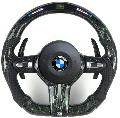 M Кермо Руль Зелений Карбон + Led екран М3 стиль для BMW F series F10 F30 F11 F01 F02 F20 F21 F22 F23 F31 F32 F33 F36 X3 F25 F26 F15 F16 BM-8 фото