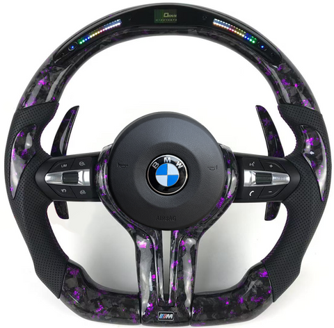 M Кермо Руль Фіолетовий Карбон + Led екран М3 стиль для BMW F series F10 F30 F11 F01 F02 F20 F21 F22 F23 F31 F32 F33 F36 X3 F25 F26 F15 F16 BM-9 фото
